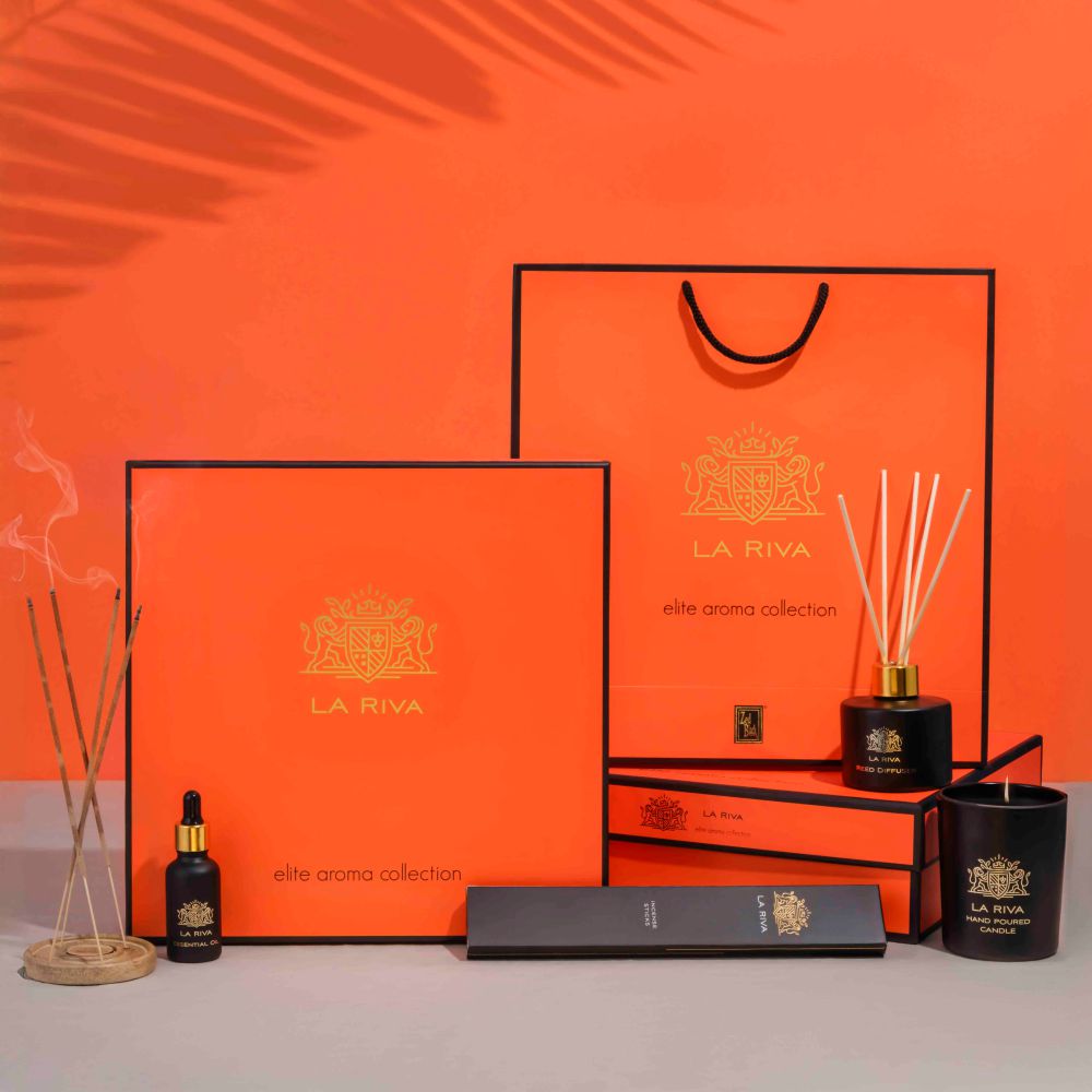 La Riva Aroma Gift Box | Reed Diffuser, Candle, Essential Oil, and Incense Sticks | Perfect for Relaxation and Gifting | Ideal for All Occasions I Celebrate Special Moments| Gift Box consists of five different items