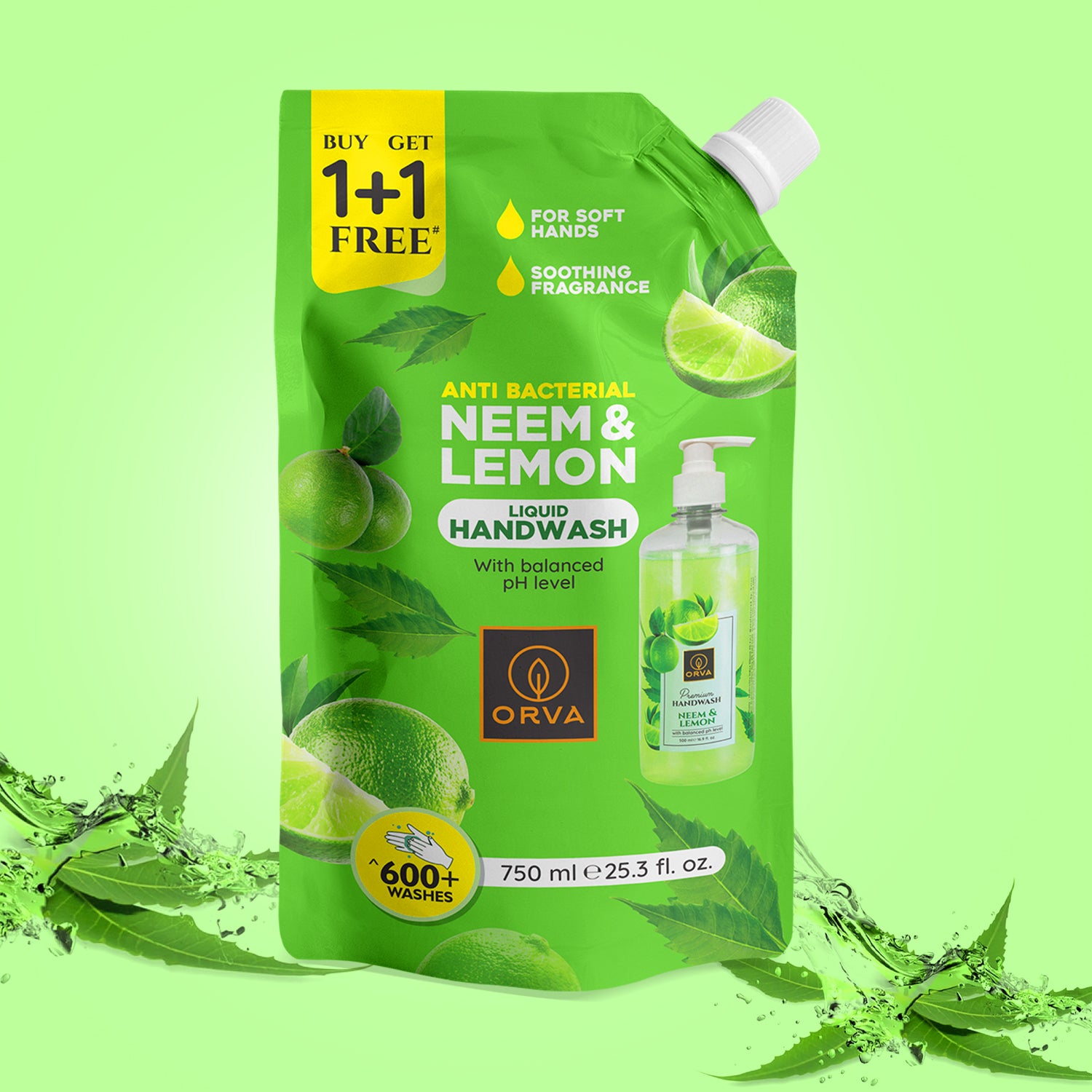 Orva refill pouch Hand Wash - Neem & Lemon