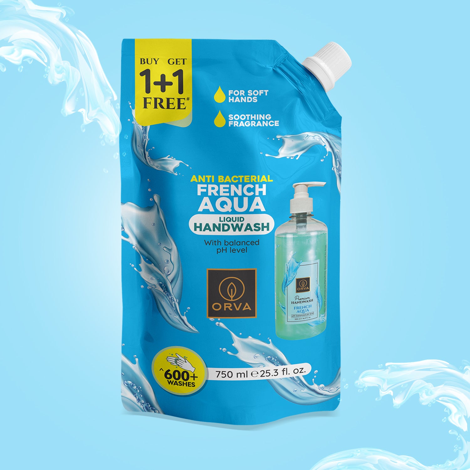 Orva refill pouch Hand Wash - French Aqua