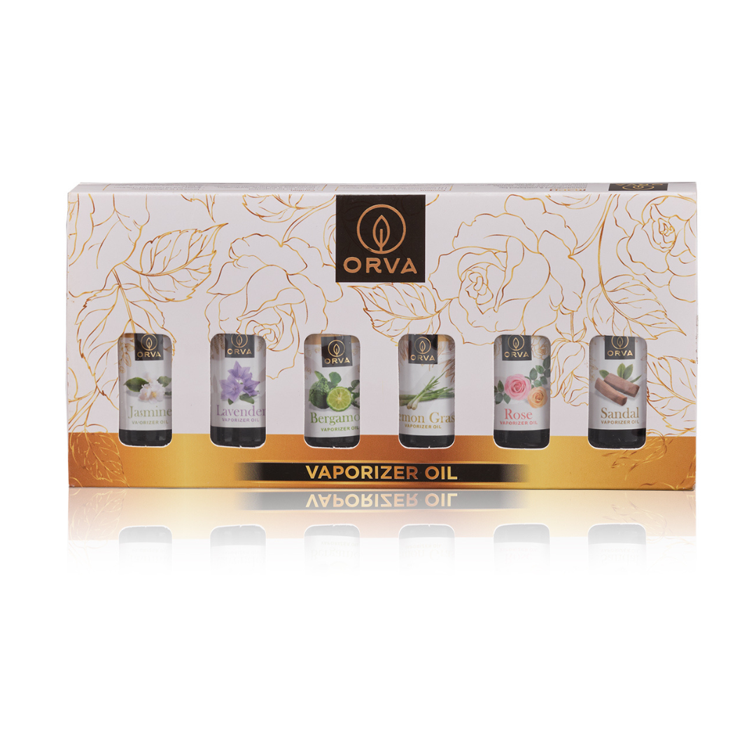 ORVA Vaporizer Oil Combo 6 Units - Each 10ml, Lavender, Rose, Bergamote, Jasmine, Sandal, Lemon Grass Aroma Oil