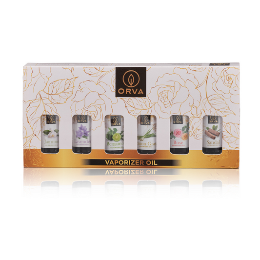 ORVA Vaporizer Oil Combo 6 Units - Each 10ml, Lavender, Rose, Bergamote, Jasmine, Sandal, Lemon Grass Aroma Oil