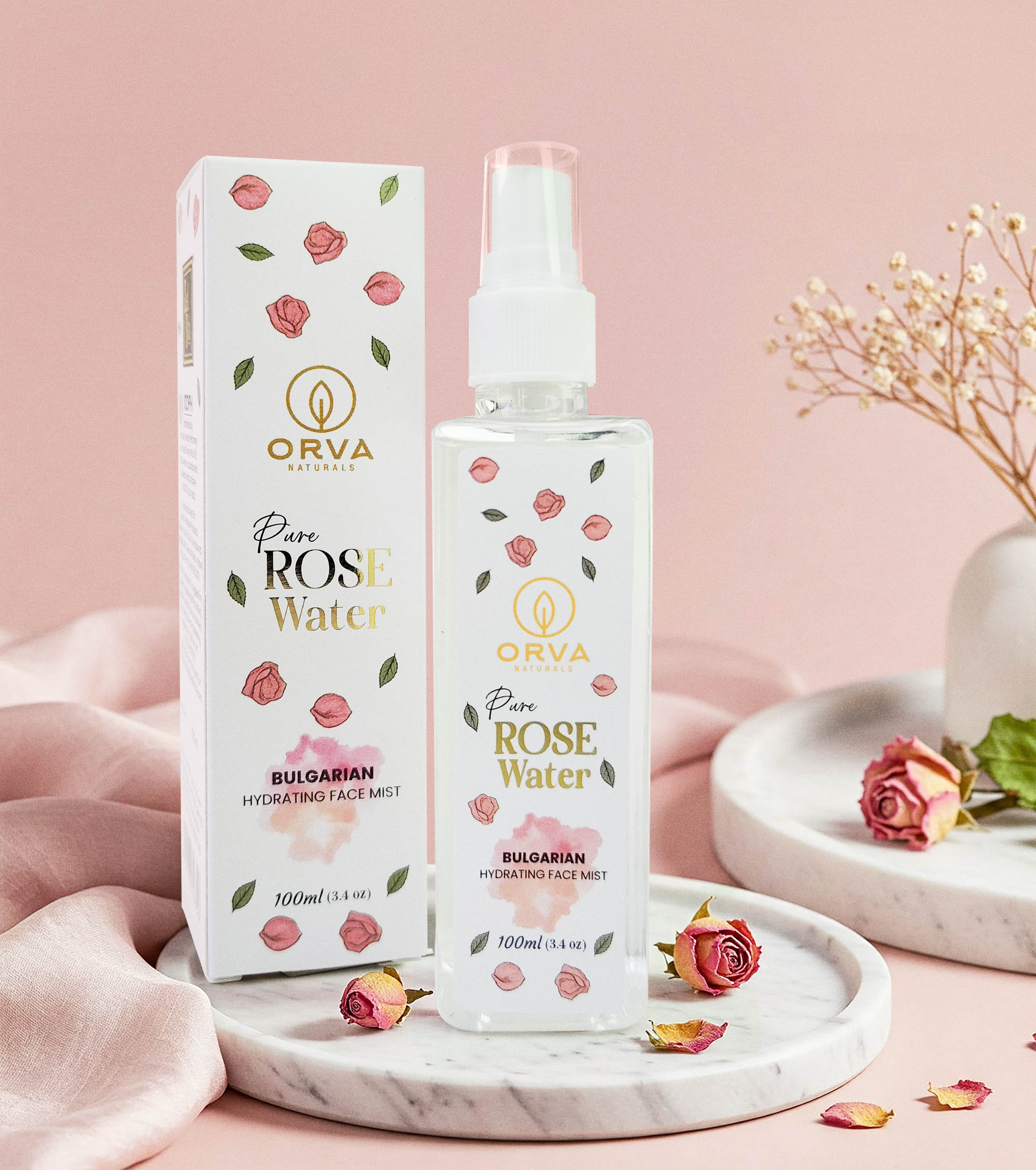 Orva Naturals Pure Rose Water Bulgarian hydrating face mist 100 ml