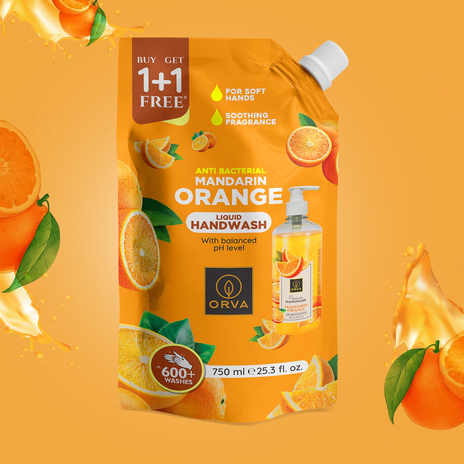 Orva refill pouch Hand Wash - Mandarin Orange