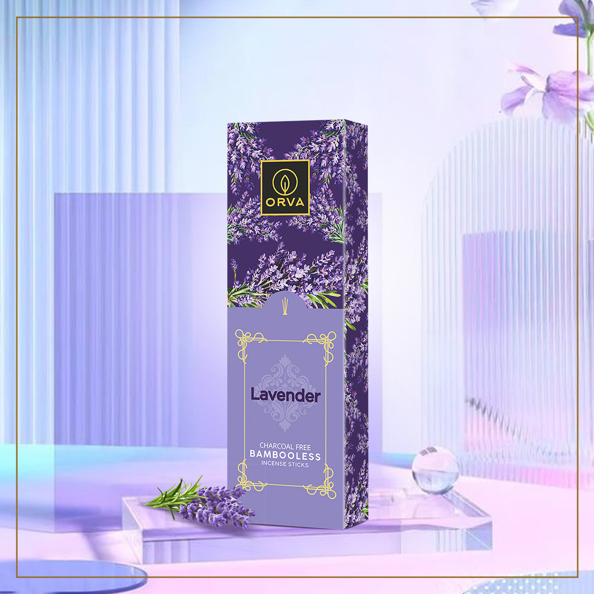 ORVA Bambooless Incense sticks: Lavender Pack of 1 ( 90 g)