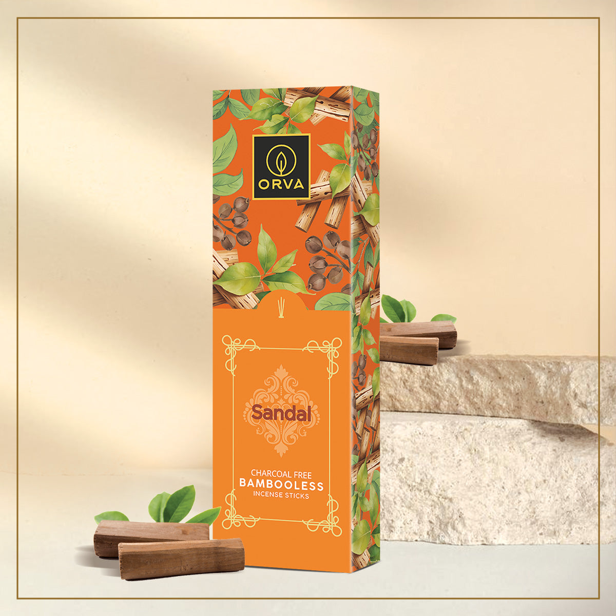 ORVA Bambooless Incense sticks: Sandal Pack of 1 ( 90 g)